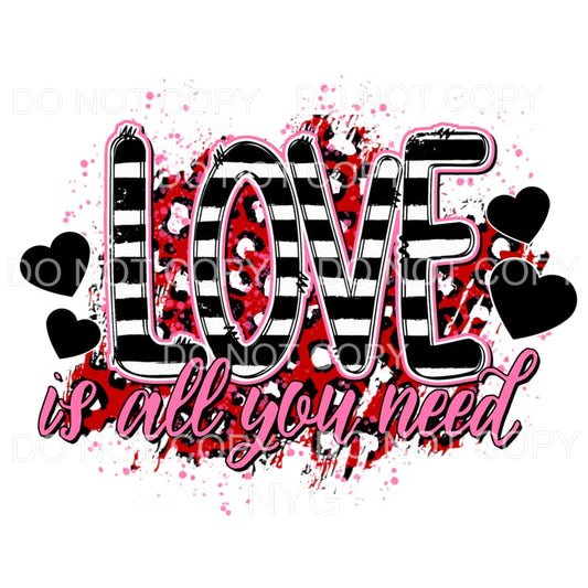 Love Is All You Need Hearts Black Stripes Red Leopard 