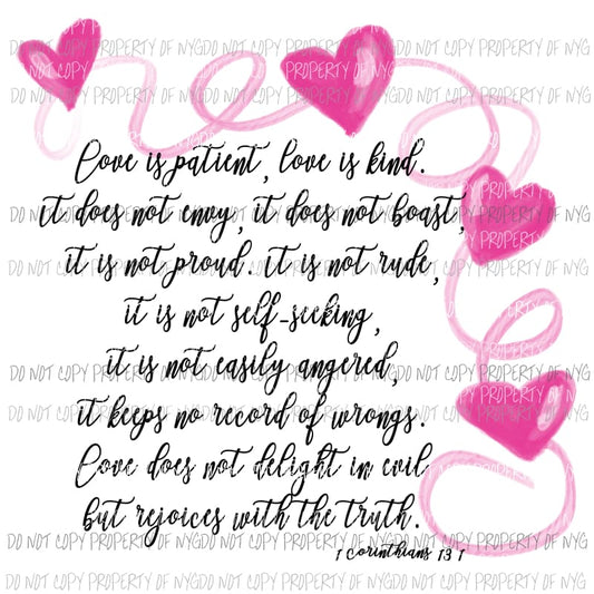 Love Is Patient Love Is Kind corithians Sublimation transfers Heat Transfer