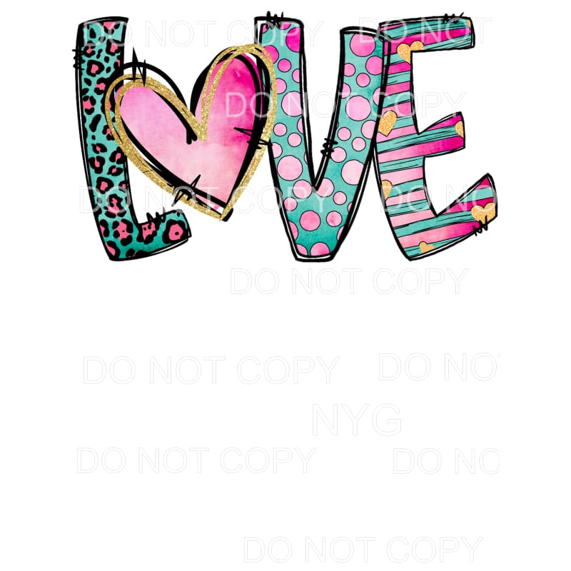 Love Leopard Patterned Letters Sublimation transfers - Heat 