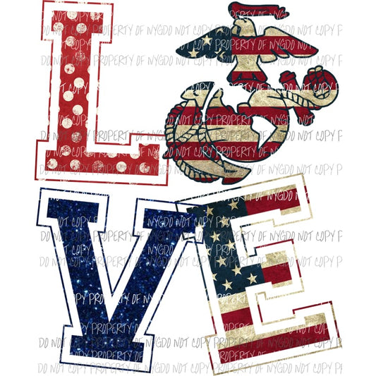 LOVE Marines Sublimation transfers Heat Transfer