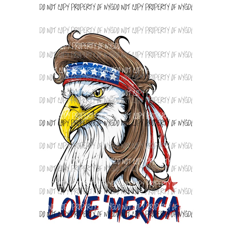 Love Merica Eagle custom Sublimation transfers Heat Transfer