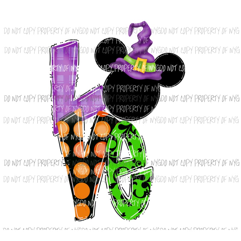 LOVE Mickey Mouse Witch disney fall Halloween Sublimation transfers Heat Transfer