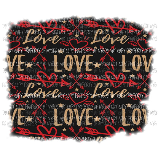 LOVE multi black red hearts arrows Sublimation transfers Heat Transfer