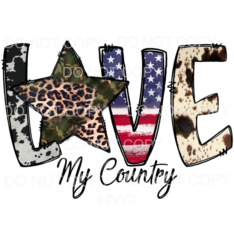 LOVE MY COUNTRY America USA cowhide leopard camo Sublimation