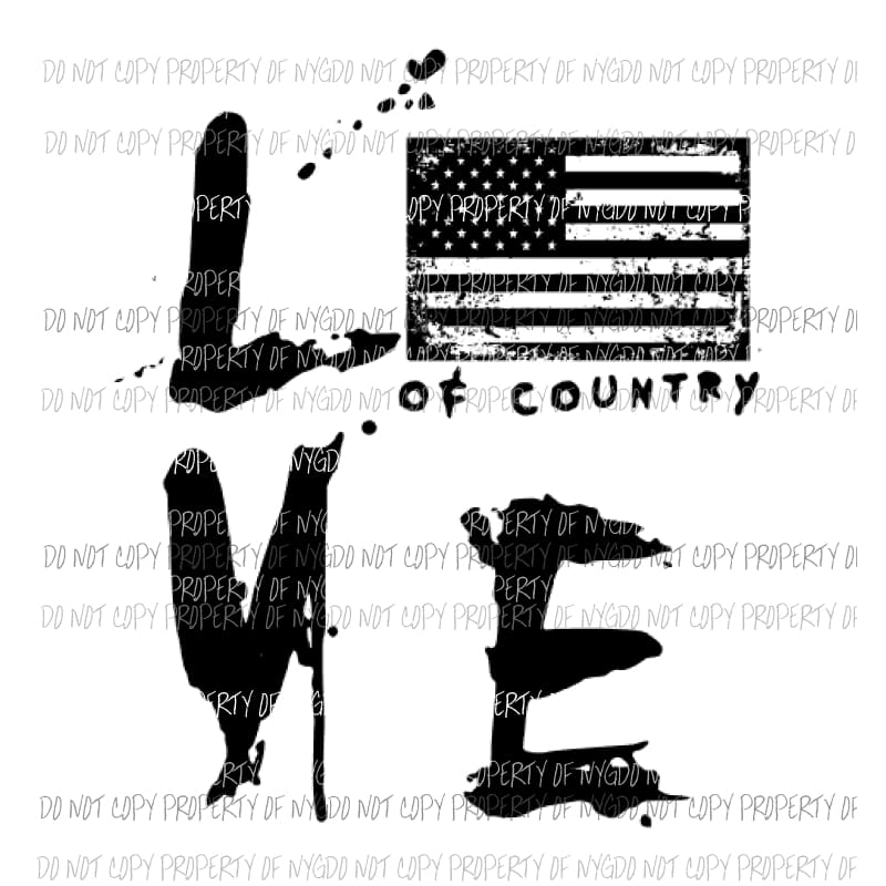 Love of country flag usa Sublimation transfers Heat Transfer