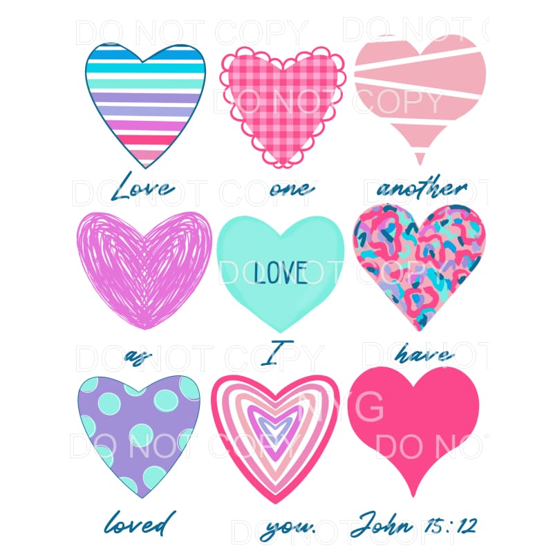 Love One Another As I Have Loved You Pattern Hearts 