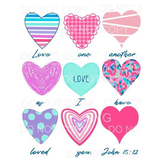 Love One Another As I Have Loved You Pattern Hearts 