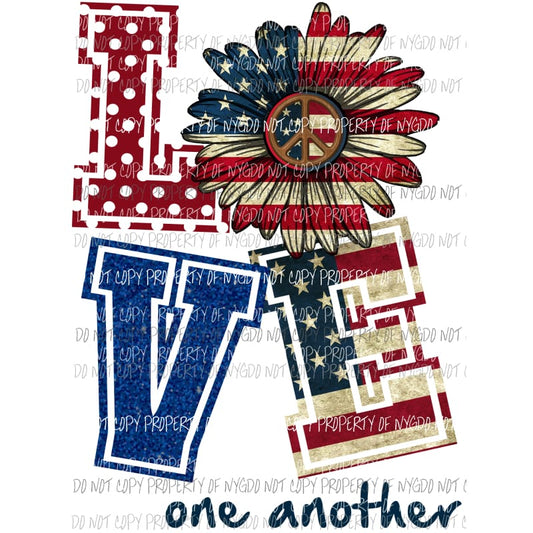 Love one another Daisy Flag 2 Sublimation transfers Heat Transfer