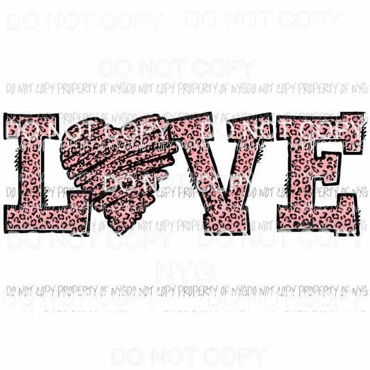 LOVE pink leopard grunge Sublimation transfers Heat Transfer
