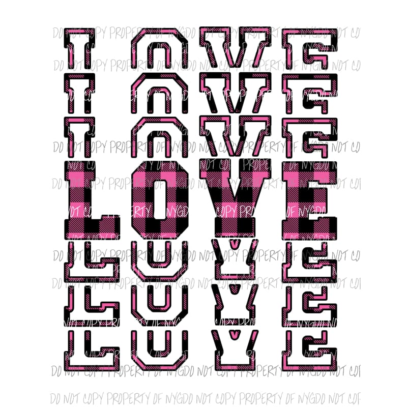 LOVE pink plaid mirrored image Sublimation transfers Heat Transfer