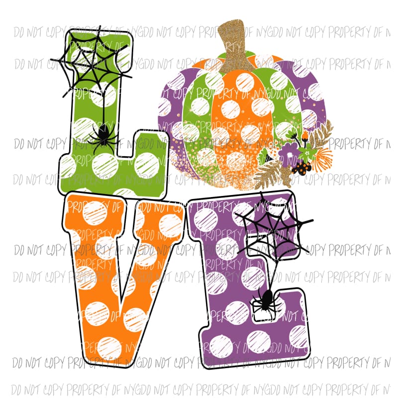 Love pumpkin polka dots Fall Halloween Sublimation transfers Heat Transfer