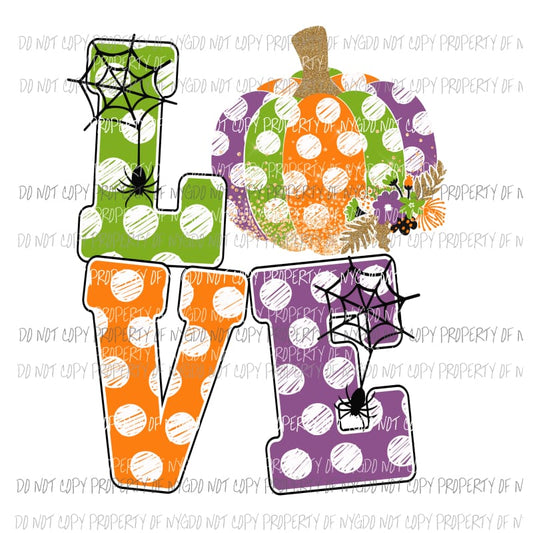 Love pumpkin polka dots Fall Halloween Sublimation transfers Heat Transfer