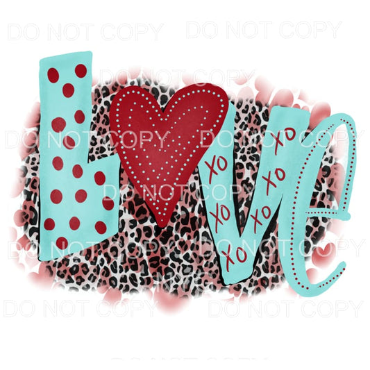 Love Red Heart Leopard Sublimation transfers - Heat Transfer