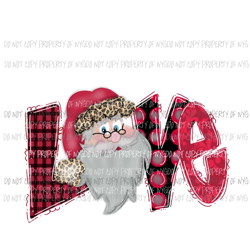 LOVE Red Santa # 2 Sublimation transfers Heat Transfer