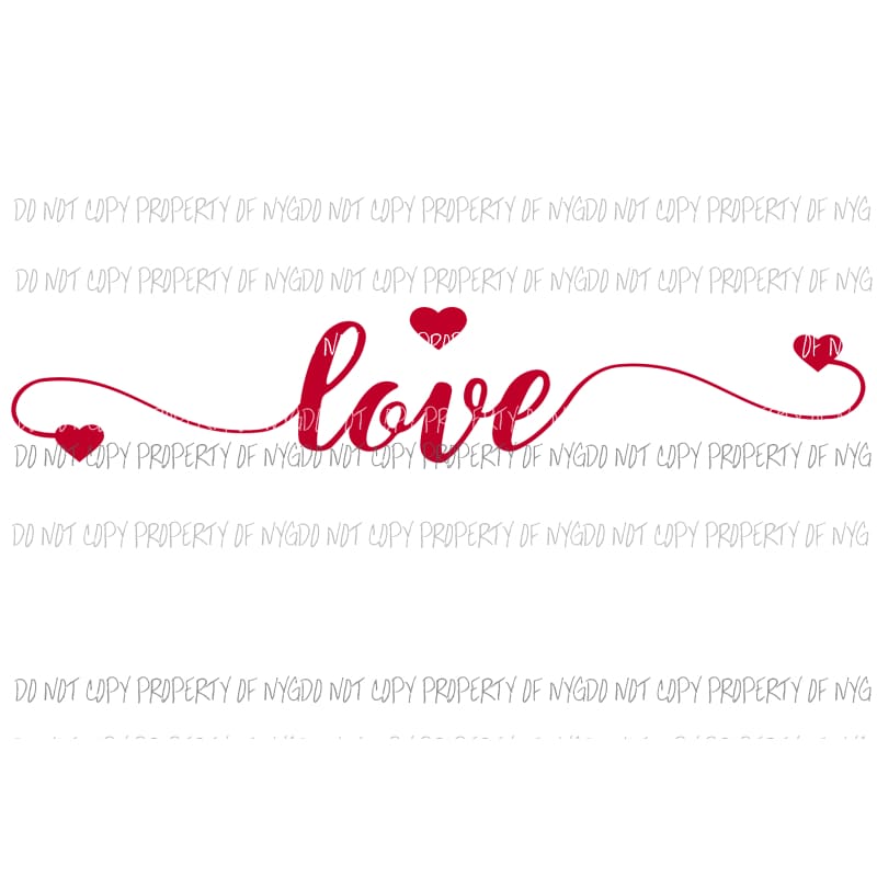 Love red script design hearts Sublimation transfers Heat Transfer