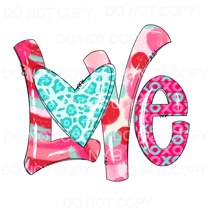 Love Red Teal Leopard Heart Valentine’s Day Sublimation 