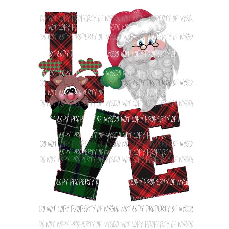 Love Santa # 3 Sublimation transfers Heat Transfer