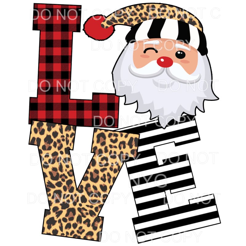 Love Santa Red Buffalo Plaid Leopard Black Stripes #1367 