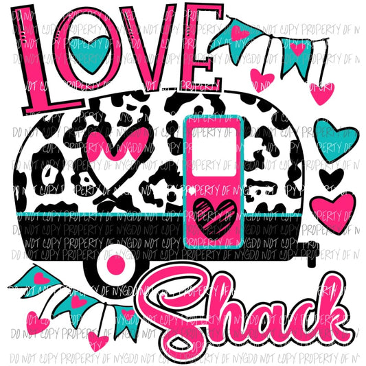 Love Shack camper hearts pink teal Sublimation transfers Heat Transfer
