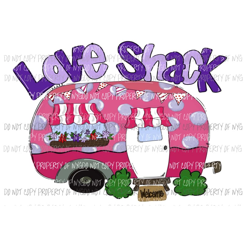 Love Shack camper pink purple polka dot Sublimation transfers Heat Transfer