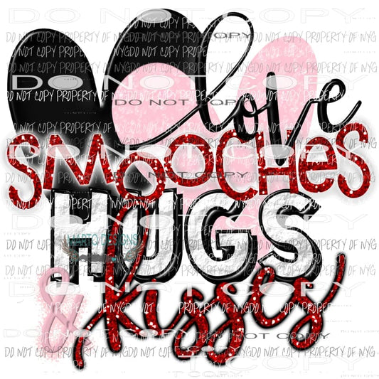 Love smooches hugs and kisses - Sublimation transfers Valentines Day Love Valentine heart Heat Transfer