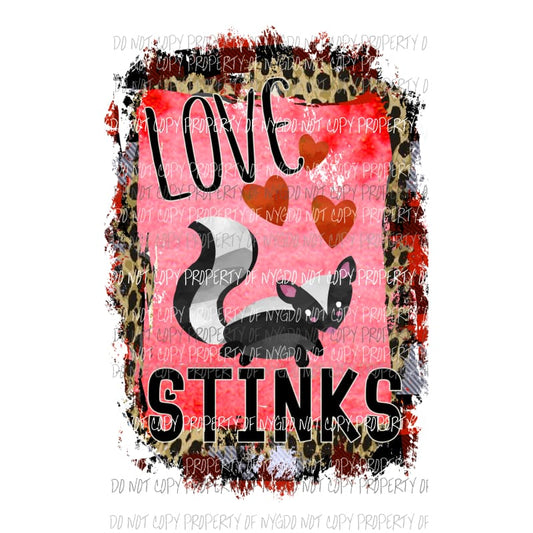 Love Stinks #2 Pink leopard frame skunk red hearts Sublimation transfers Heat Transfer