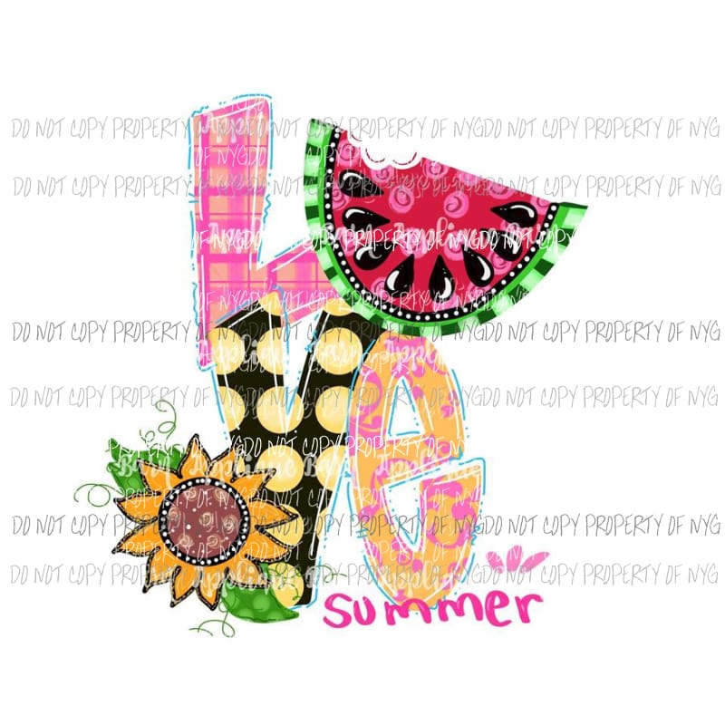Love summer Sublimation transfers Heat Transfer