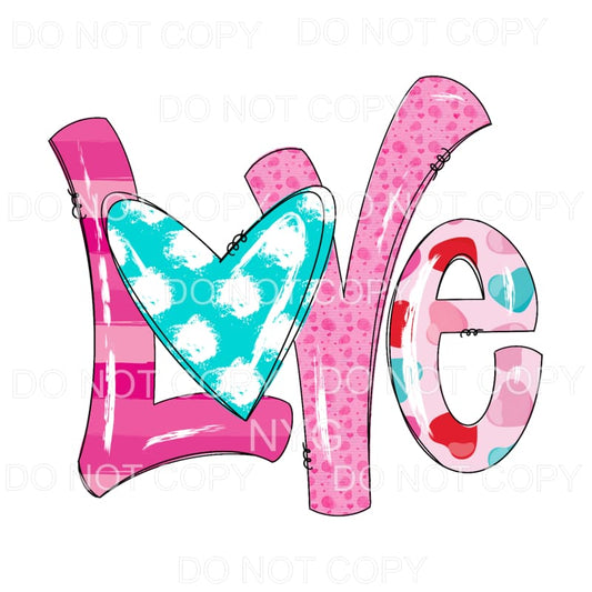 Love Teal Pink Hearts Valentine’s Day Sublimation transfers 