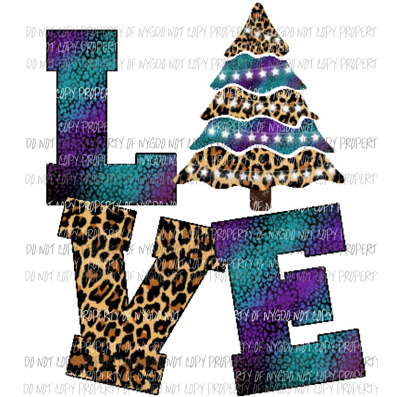 LOVE tree Leopard - Christmas Tree Sublimation transfers Heat Transfer