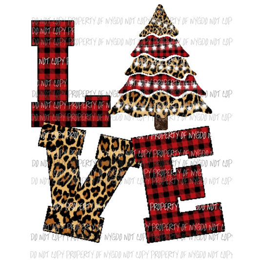 LOVE tree red - Christmas Tree Sublimation transfers Heat Transfer