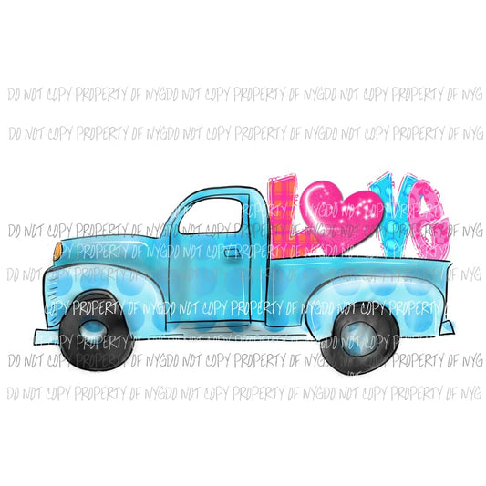 LOVE truck #2 Valentines Day Sublimation transfers Heat Transfer