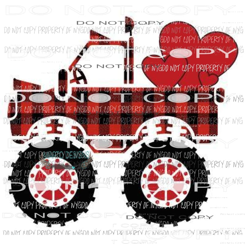 Love Truck Plaid Sublimation transfers Heat Transfer