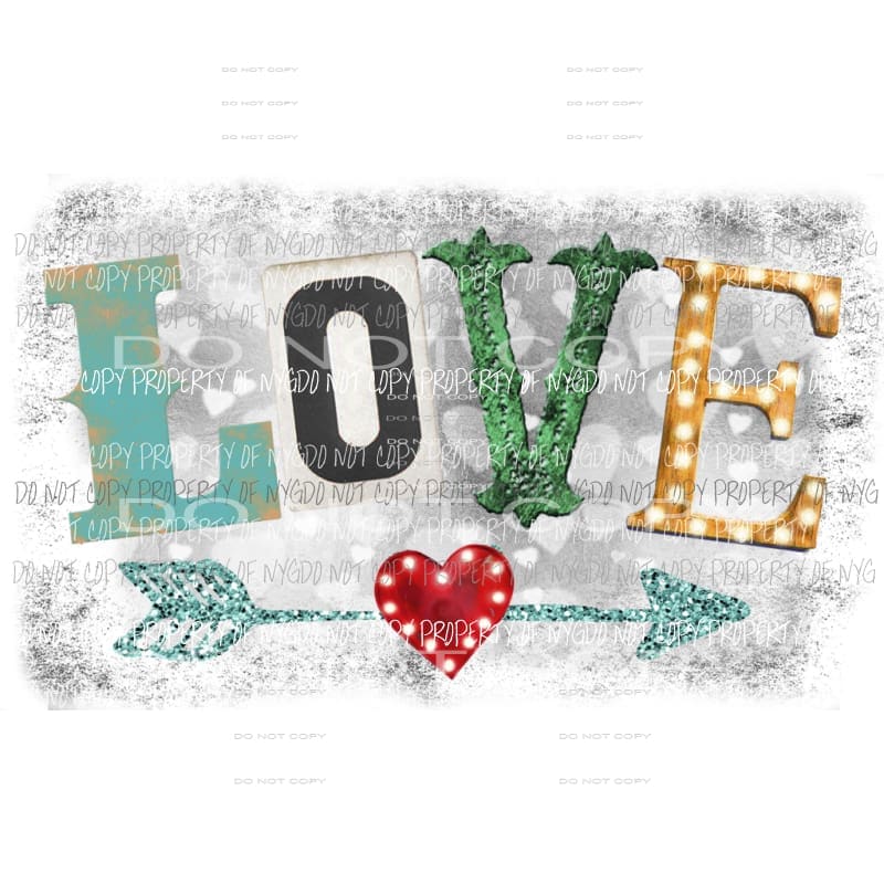 Love with heart arrow Sublimation transfers Heat Transfer