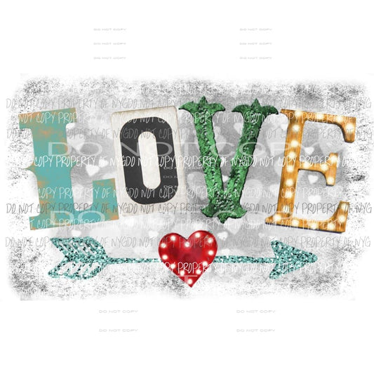 Love with heart arrow Sublimation transfers Heat Transfer