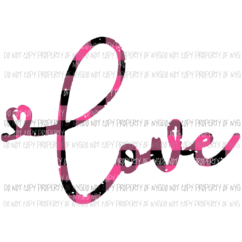 love word plaid pink Sublimation transfers Heat Transfer