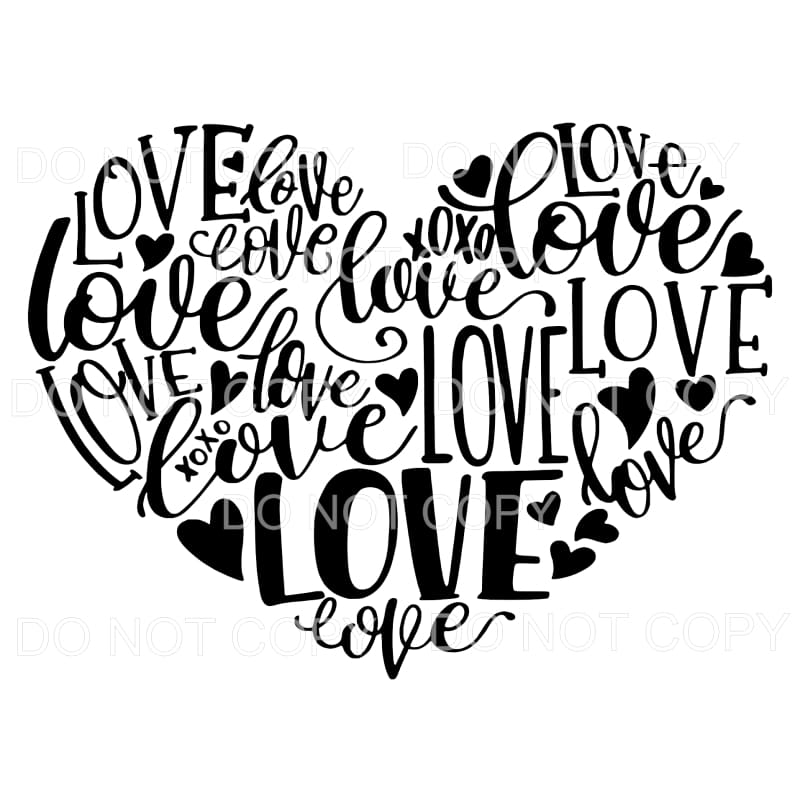 Love Words Heart Sublimation transfers - Heat Transfer