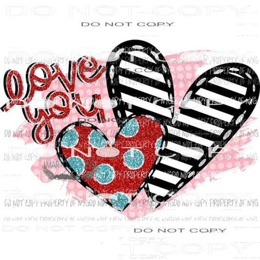 Love You Hearts - Sublimation transfers Valentines Day Love Valentine heart Heat Transfer