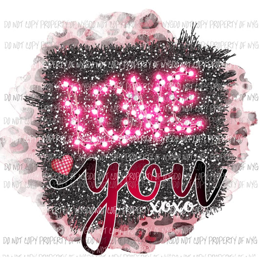 LOVE You pink leopard Sublimation transfers Heat Transfer