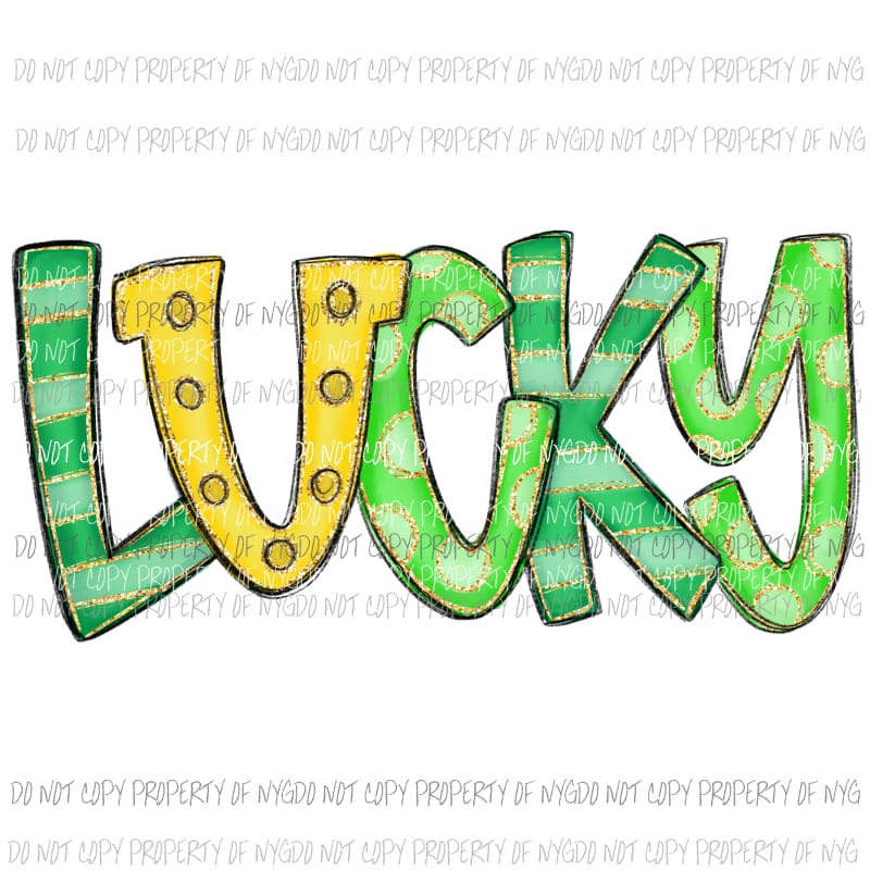 LUCKY #1 stripes polka dots gold horseshoe Sublimation transfers Heat Transfer