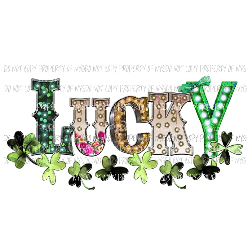LUCKY clover marquee #2 St Patricks Day Sublimation transfers Heat Transfer