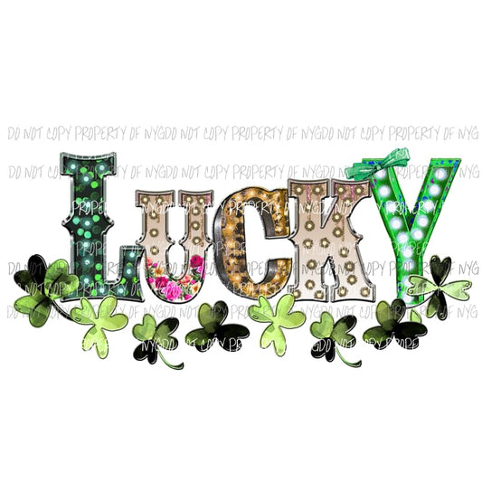 LUCKY clover marquee #2 St Patricks Day Sublimation transfers Heat Transfer