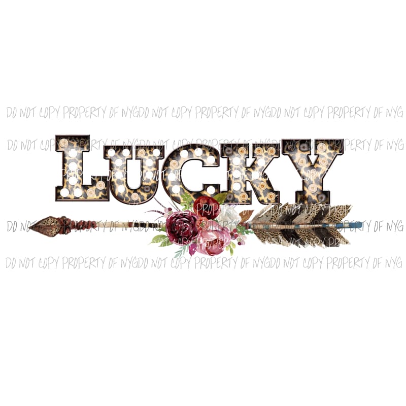 LUCKY feathers arrow marquee Sublimation transfers Heat Transfer