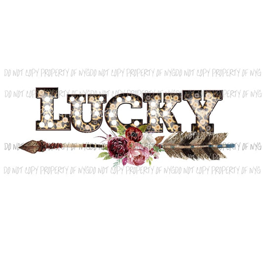 LUCKY feathers arrow marquee Sublimation transfers Heat Transfer
