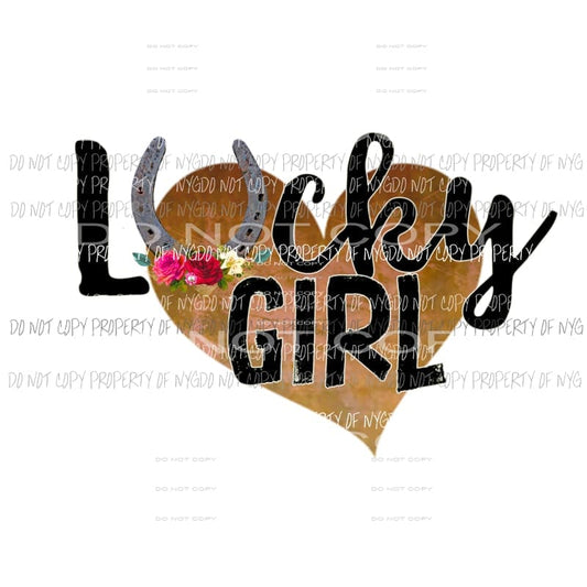 Lucky Girl horseshoe flowers Sublimation transfers Heat Transfer
