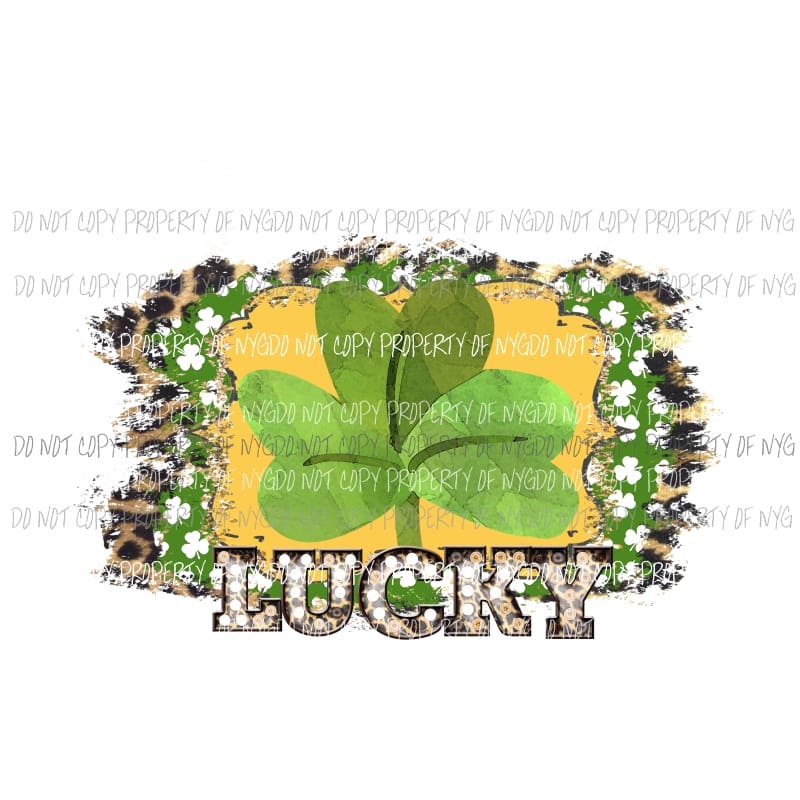 LUCKY leopard marguee clovers St Patricks Day Sublimation transfers Heat Transfer