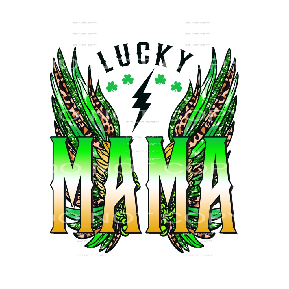 Lucky Mama Retro Wings Leopard St Patricks Day #2526 