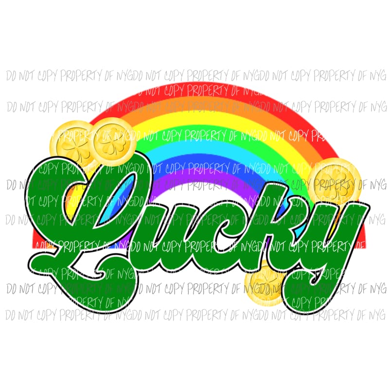 Lucky rainbow gold Sublimation transfers Heat Transfer
