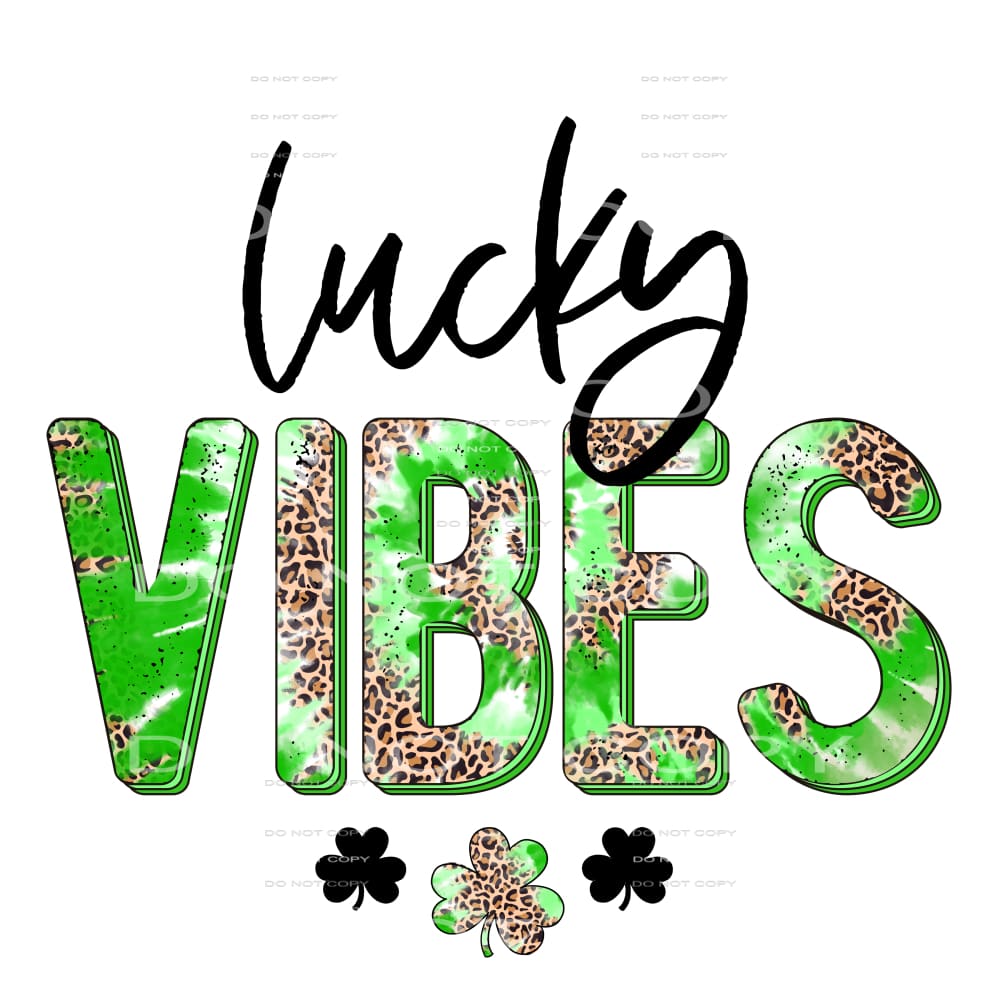 Lucky Vibes Leopard Tie Dye Clovers St Patricks Day #2538 
