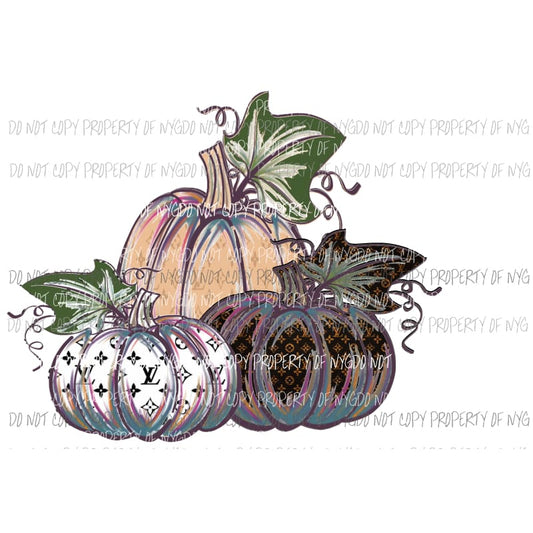 LV Pumpkin Trio Louis Sublimation transfers Heat Transfer