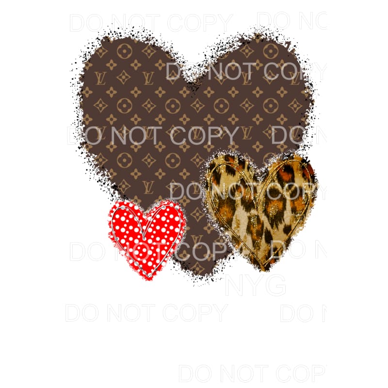 LV Trio Heart Leopard Dots # 4 Sublimation transfers - Heat 
